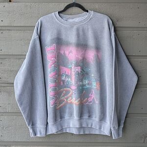 VTG 80s Miami Beach Downtown Crew Neck Sweatshirt Size XL